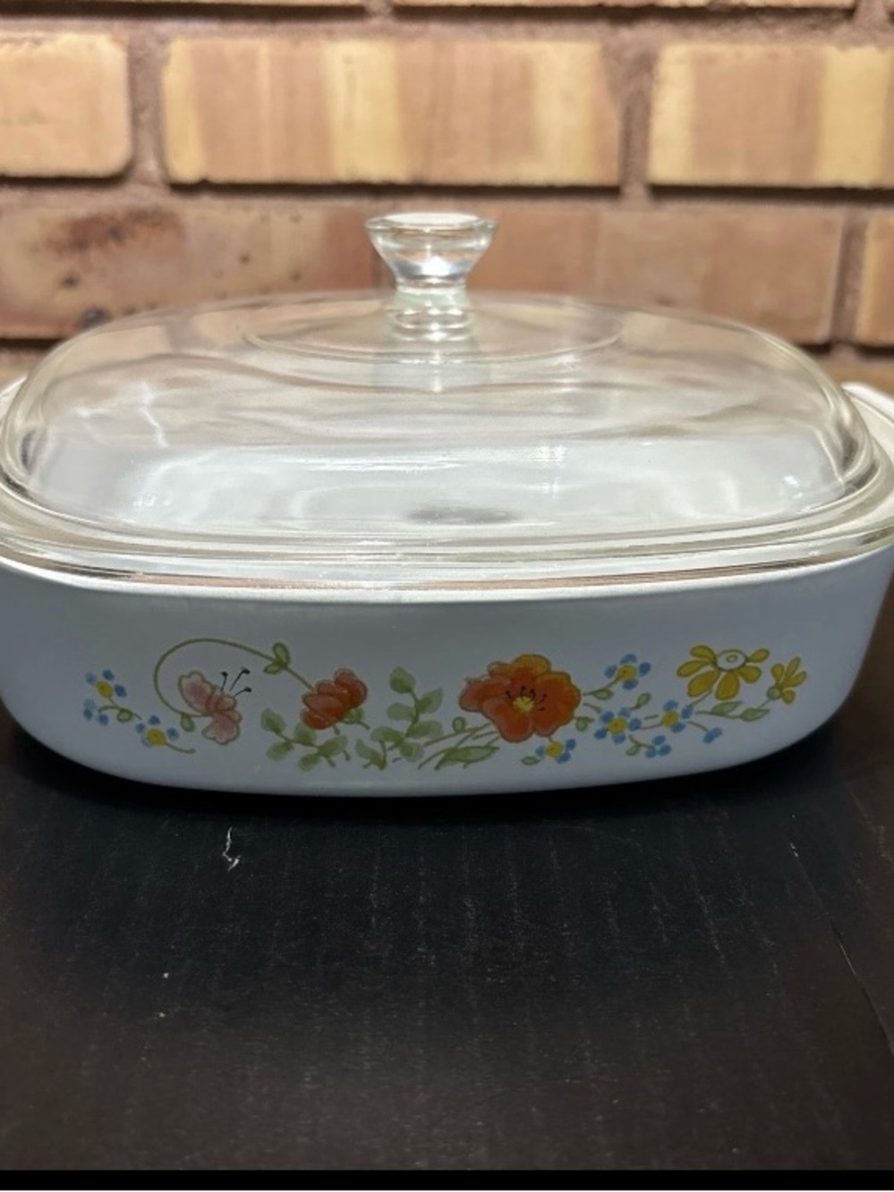 Vintage Corning Ware A-8-B 8x8x 1 3/4 Inch Wildflower Casserole Dish With Lid